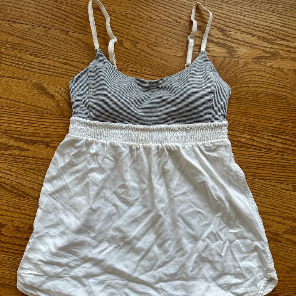 Lululemon Bliss Tank - Heathered Coal Wee Stripe / White - Size 4